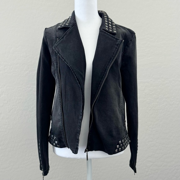 Max Jeans Black Onyx Denim Silver Stud Jacket - Picture 1 of 8